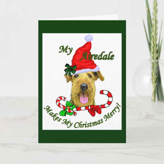 Cartes Pour Fêtes Annuelles Airedale Terrier Cadeaux de Noël (Devant)