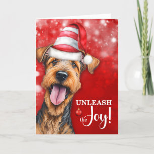 Cartes Pour Fêtes Annuelles Airedale Terrier Dog déchaîner la joie Noël