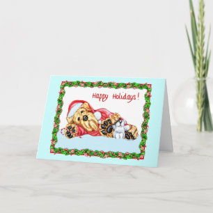 Cartes Pour Fêtes Annuelles Airedale Terrier en attente de Père Noël - Customi