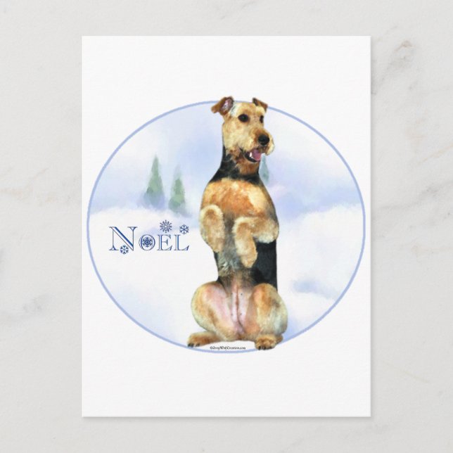 Cartes Pour Fêtes Annuelles Airedale Terrier Noel (Devant)