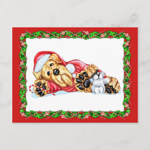 Cartes Pour Fêtes Annuelles Airedale Terrier Noël en attente de Père Noël