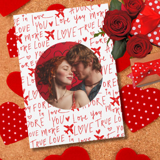 Cartes Pour Fêtes Annuelles Airplane Love you Romantic Text Funny Custom Photo