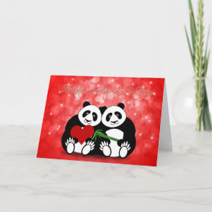 Cartes Pour Fêtes Annuelles Ajouter de panda de heureuse Sainte-Valentin aux