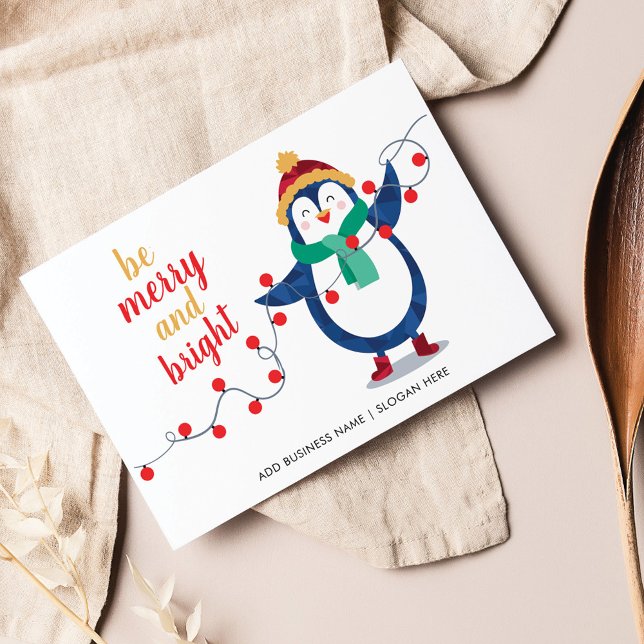 Cartes Pour Fêtes Annuelles Ajouter le logo de l'entreprise Noël de l'employé (Merry and Bright Business Christmas Greetings Card)