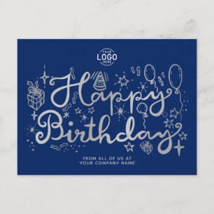 Cartes Pour Fêtes Annuelles Ajouter Logo Business Fun Doodle Silver Joyeux Ann