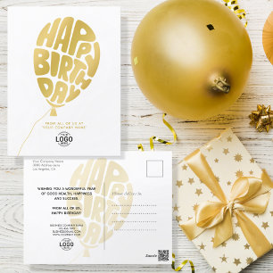 Cartes Pour Fêtes Annuelles Ajouter Logo Gold Letting Balloon Business Anniver