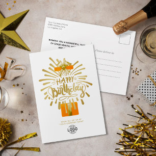 Cartes Pour Fêtes Annuelles Ajouter Logo Orange Cadeau Gold Fireworks Group An
