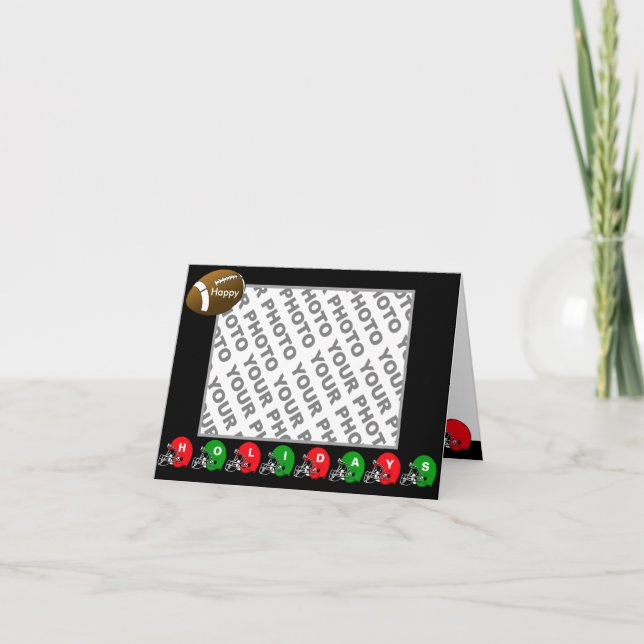 Cartes Pour Fêtes Annuelles Ajouter photo Happy Holidays Card Casque de footba (Devant)