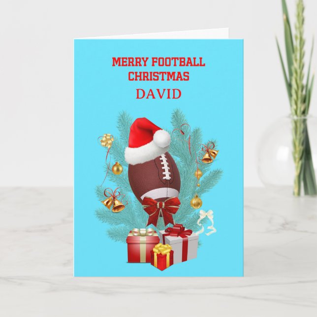 Cartes Pour Fêtes Annuelles Ajouter Un Nom Football De Noël (Devant)