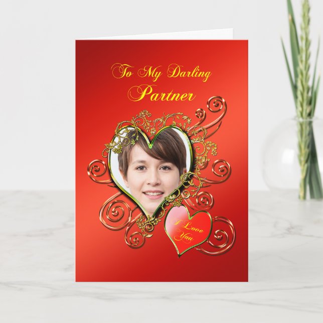 Cartes Pour Fêtes Annuelles Ajouter Un Partenaire Photo Valentines Coeurs Jour (Devant)