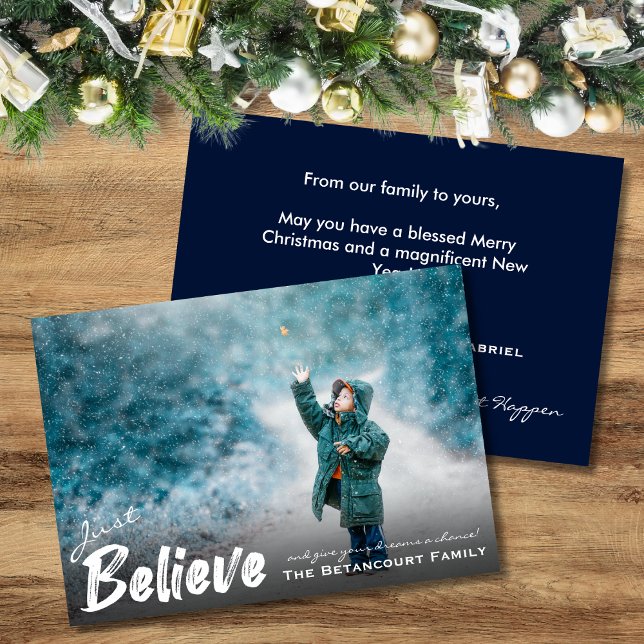 Cartes Pour Fêtes Annuelles Ajouter votre photo moderne | Croire Noël (Créateur téléchargé)