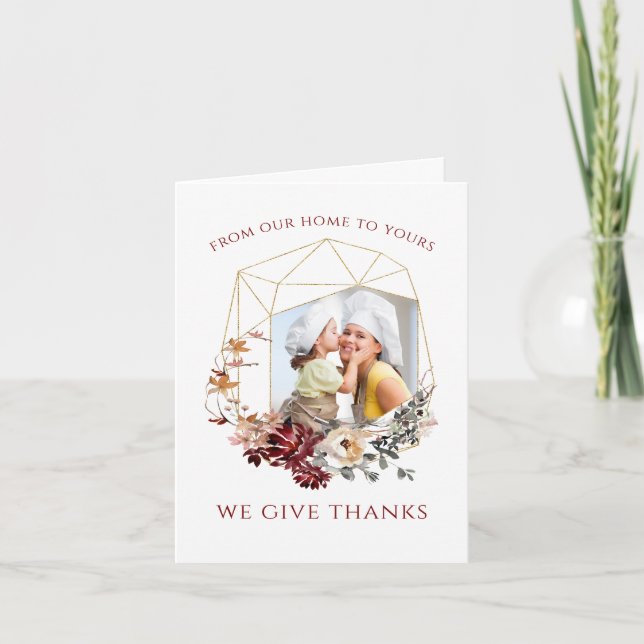 Cartes Pour Fêtes Annuelles Ajouter Votre Photo Rustique Floral Thanksgiving (Devant)