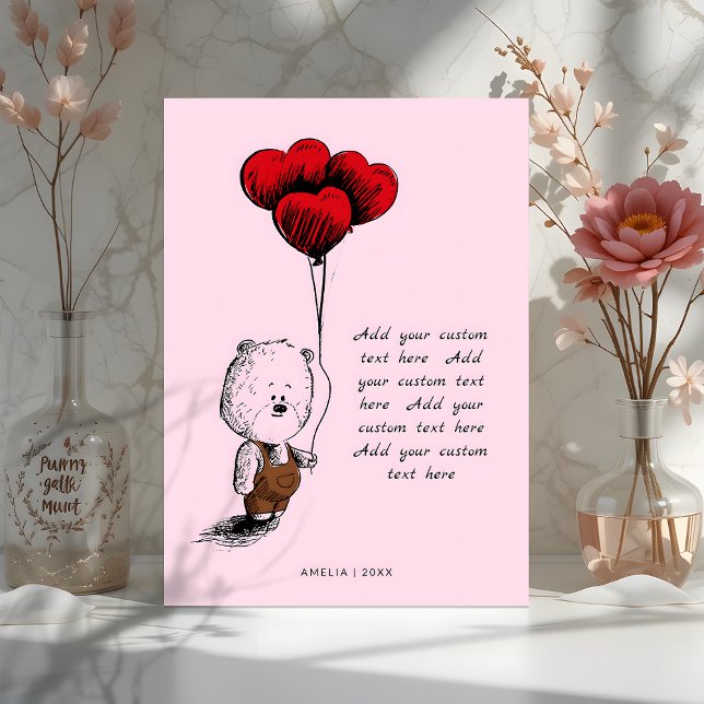 Cartes Pour Fêtes Annuelles Ajouter Votre Texte Personnalisé Jour des valentin (Créateur téléchargé)