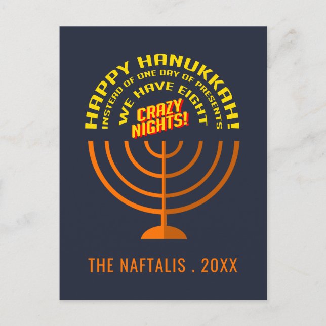 Cartes Pour Fêtes Annuelles Ajoutez Votre Nom Happy Hanoukka Salutations (Devant)