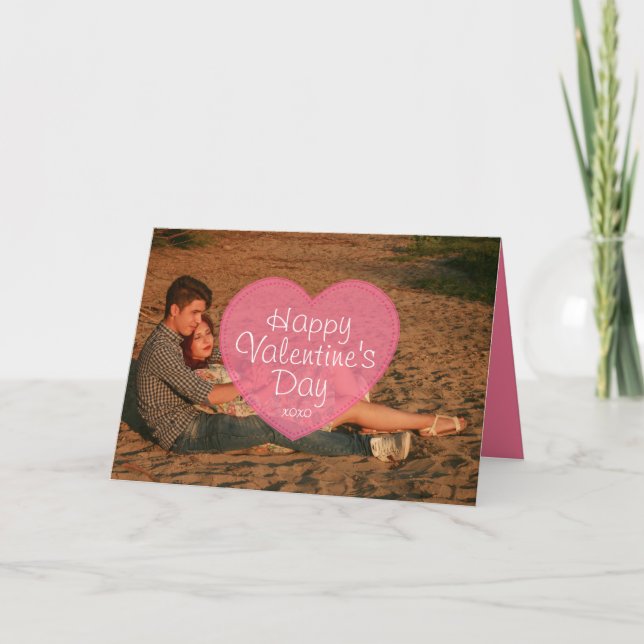 Cartes Pour Fêtes Annuelles Ajoutez votre propre photo Pink Valentine's Day Ca (Devant)