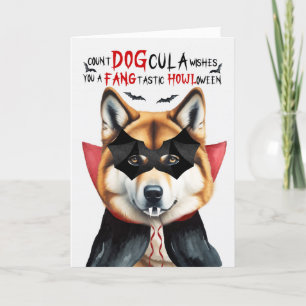 Cartes Pour Fêtes Annuelles Akita Chien Drôle Nombre DOGcula Halloween