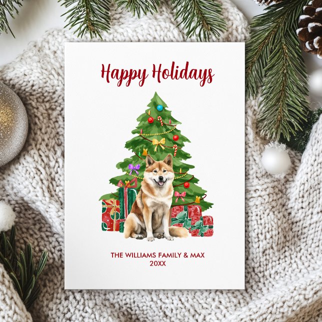 Cartes Pour Fêtes Annuelles Akita Chien Noël de famille (Créateur téléchargé)