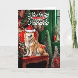 Cartes Pour Fêtes Annuelles Akita Christmas Dog Naughty ou Nice