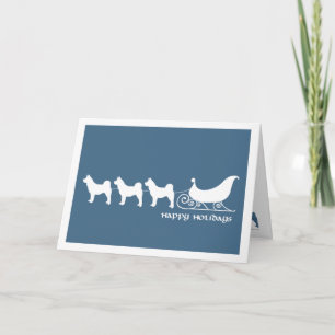 Cartes Pour Fêtes Annuelles Akitas tirant Santa Sleigh