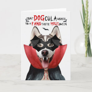 Cartes Pour Fêtes Annuelles Alaskan Malamute Chien drôle nombre DOGcula Hallow