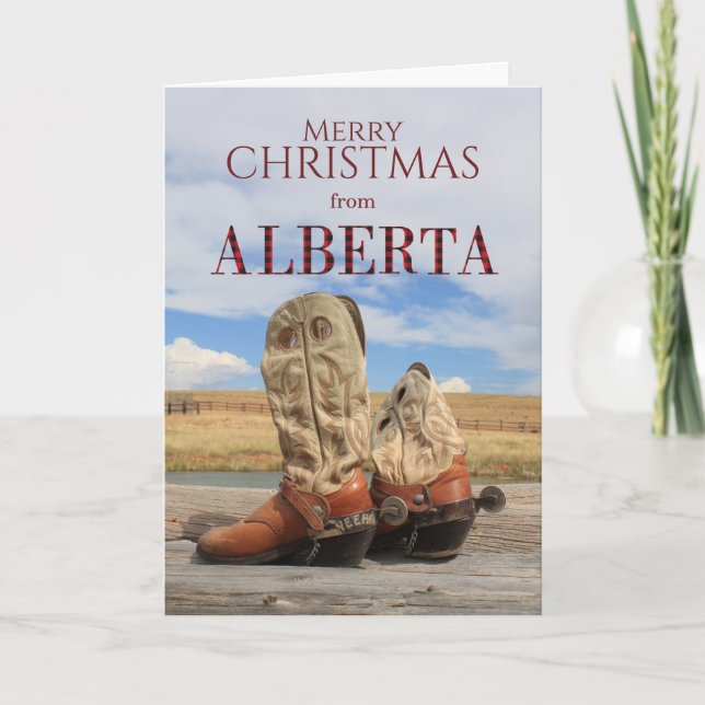 Cartes Pour Fêtes Annuelles Alberta Cowboy Boot Christmas Card (Devant)