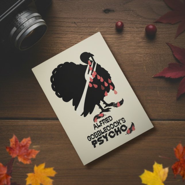 Cartes Pour Fêtes Annuelles Alfred Gobblecock’s Psycho Funny Thanksgiving (A bold and hilarious parody for those who like their Thanksgiving with a twist of suspense.)