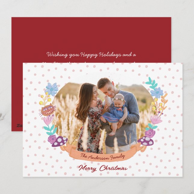 Cartes Pour Fêtes Annuelles Alice au pays des merveilles photo de Noël blanc (Devant / Derrière)