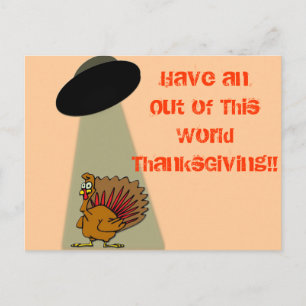 Cartes Pour Fêtes Annuelles Alien Out of This World ThanksGiving!