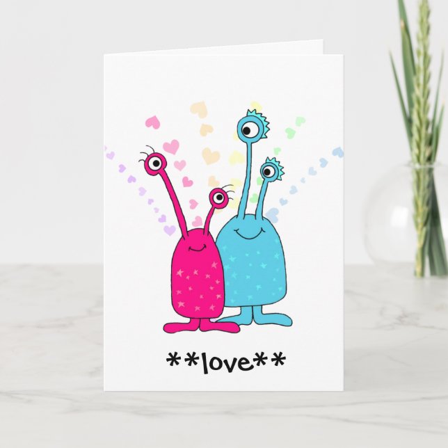 Cartes Pour Fêtes Annuelles Aliens amoureux (Devant)