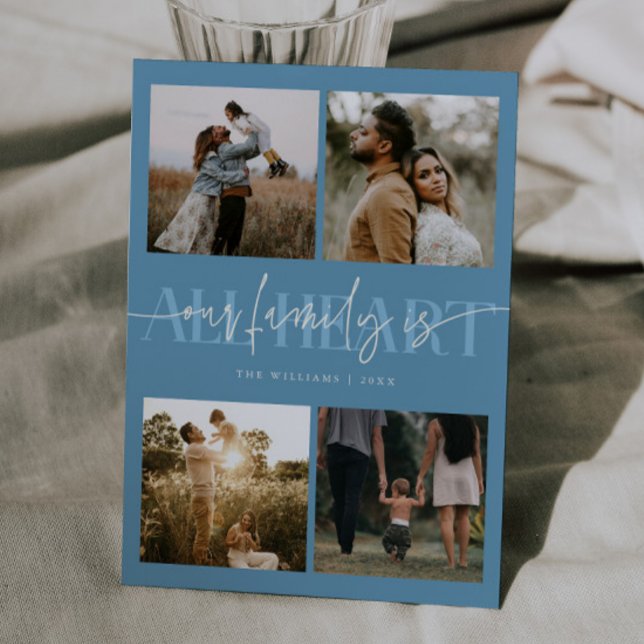 Cartes Pour Fêtes Annuelles All Heart Denim Blue Multi Photo Valentines Day  (Créateur téléchargé)