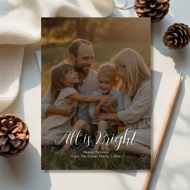 Cartes Pour Fêtes Annuelles All is Bright Family Christmas Holiday Card (Créateur téléchargé)