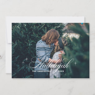 Cartes Pour Fêtes Annuelles Alléluia. Élégant script Noël religieux