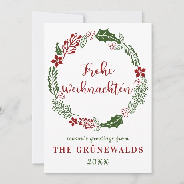 Cartes Pour Fêtes Annuelles Allemagne allemand Joyeux Noël, personnalisé (Devant)