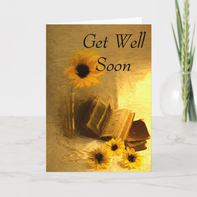 Cartes Pour Fêtes Annuelles Allez-y bientôt avec Sunflower et Livres (Devant)
