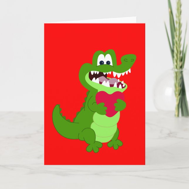 Cartes Pour Fêtes Annuelles Alligator en amour (Devant)