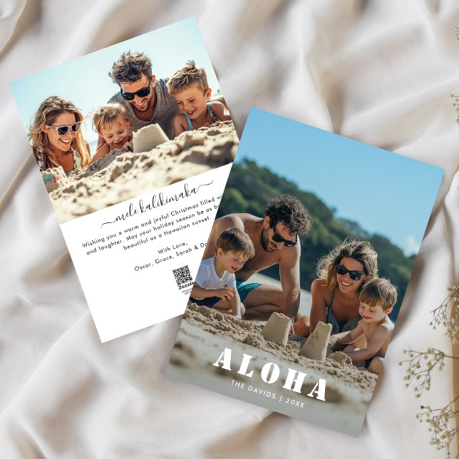 Cartes Pour Fêtes Annuelles Aloha Hawaii Beach Photo de Noël Mele Kalikimaka (Créateur téléchargé)