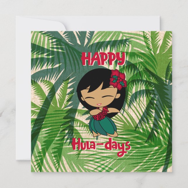 Cartes Pour Fêtes Annuelles Aloha Honeys Christmas Holiday Hula Girl Palms (Devant)