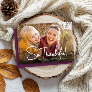 Cartes Pour Fêtes Annuelles Alors Remercié Photo superposition Thanksgiving