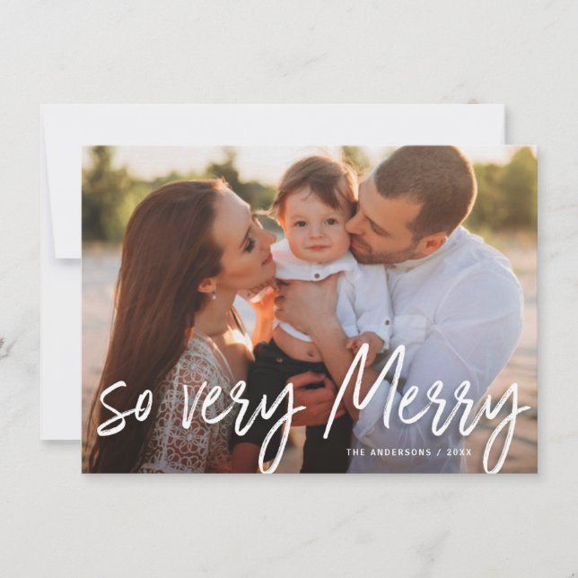 Cartes Pour Fêtes Annuelles Alors très joyeux Noël manuscrit script photo (Devant)