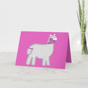 Cartes Pour Fêtes Annuelles Alpaca mignon avec cœur pailleté
