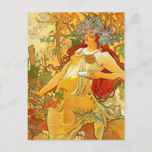 Cartes Pour Fêtes Annuelles Alphonse Mucha Art Nouveau Automne