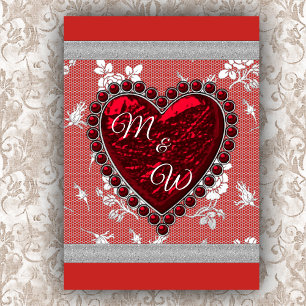 Cartes Pour Fêtes Annuelles Amants Monogram Valentine Heart