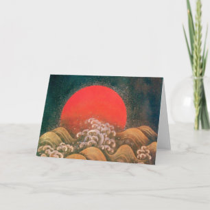 Cartes Pour Fêtes Annuelles AMATERASU SOLEIL GODDESS Rouge Jaune Noir Brown Ve
