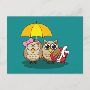 Cartes Pour Fêtes Annuelles Amateurs de chouette mignonne avec parapluie et bo