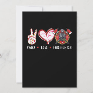 Cartes Pour Fêtes Annuelles Amateurs de pompiers Peace Love   Cadeaux pompiers