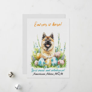 Cartes Pour Fêtes Annuelles American Akita aquarelle Pâques Chien Maman Papa
