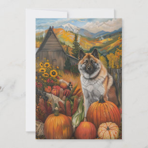 Cartes Pour Fêtes Annuelles American Akita récolte d'automne Thanksgiving Chie