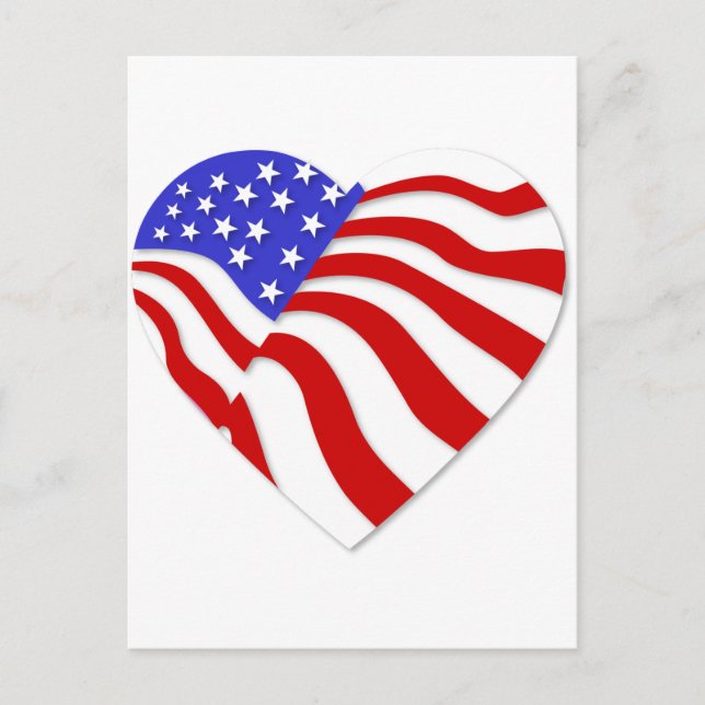 Cartes Pour Fêtes Annuelles American Flag Heart America USA Valentine Populair (Devant)