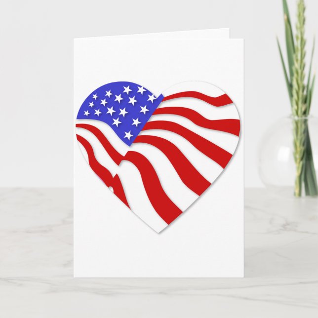 Cartes Pour Fêtes Annuelles American Flag Heart America USA Valentine Populair (Devant)