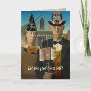 Cartes Pour Fêtes Annuelles American Gothic Bonne Année Sans Drame 2020